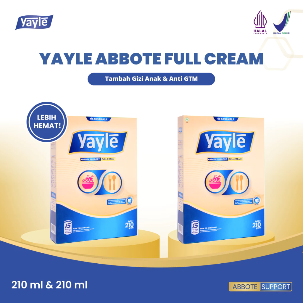 Yayle Susu Full Cream Abbote 210 Gram 2 Pcs - Menambah Nafsu Makan, Gizi, Dan Imnunitas Anak