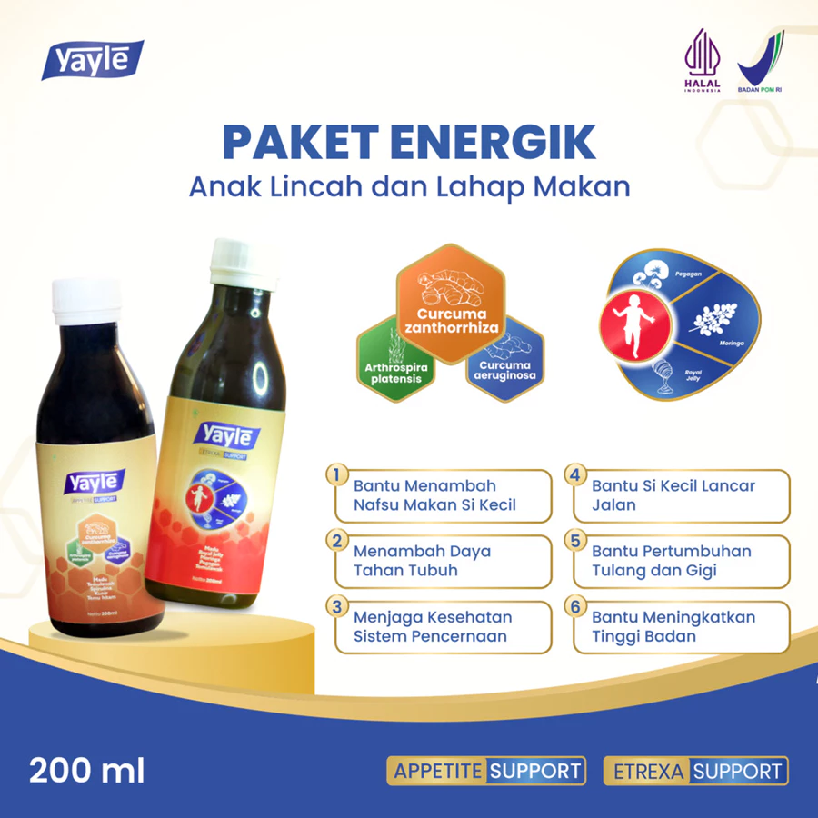 Yayle Paket Energik 200ml | Vitamin Meningkatkan Kemampuan Motorik Anak | Madu Anak Penambah Nafsu Makan & BB