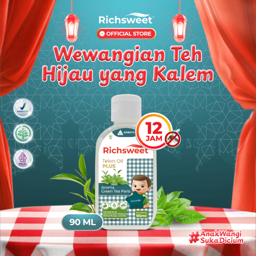 Richsweet Minyak Telon Plus Aroma Rich Bery 90ml | Perlindungan sampai 12 Jam Anti Nyamuk + Ekstrak Daun Bidara
